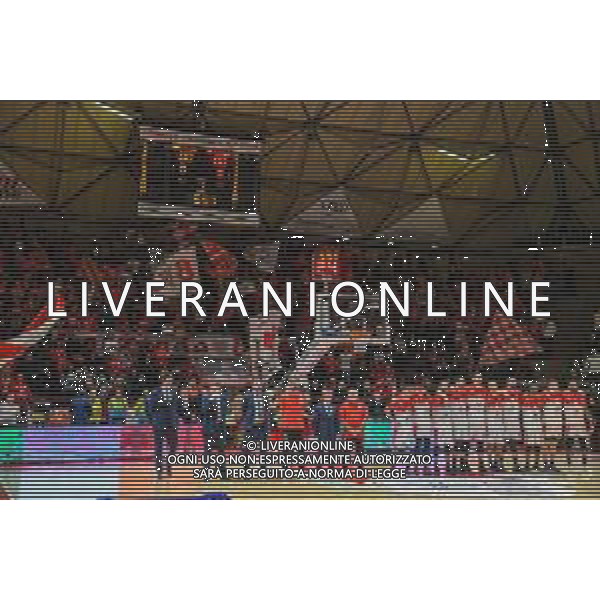 Campionato di Basket Serie A 2019/2020 Pistoia, Italia 26/01/2020 OriOra Pistoia vs De Longhi Treviso Basket Nella foto: Il team di Pistoia sotto i propri tifosi FOTO FABIO FAGIOLINI-ALESSIO MARINI-AG ALDO LIVERANI SAS