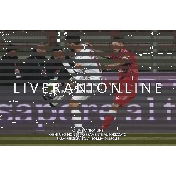 Campionato di Calcio Serie B 2019/2020 Perugia, Italia 27/01/2020 Perugia vs Livorno Nella foto: antonio porcino 8n.17 difensore livorno calcio) vs pasquale mazzocchi (n.7 perugia calcio) FOTO LORIS CERQUIGLINI-ALESSIO MARINI-AG ALDO LIVERANI SAS