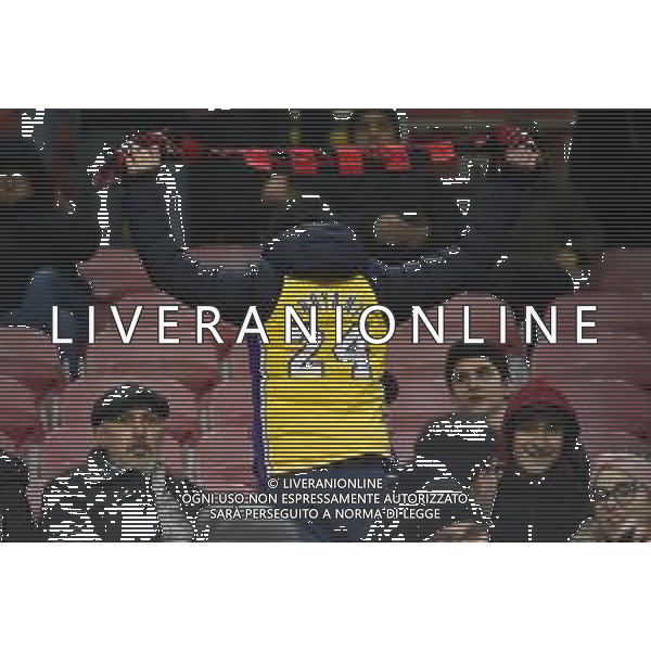 L\'omaggio di un tifoso milanista in ricordo di Kobe Bryant Milan vs Torino Coppa Italia - quarti di finale Milano 28-01-2020 Stadio Giuseppe Meazza - San Siro foto Roberto Garavaglia - ag. Aldo Liverani sas/ AGENZIA ALDO LIVERANI SAS