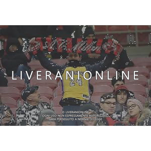 L\'omaggio di un tifoso milanista in ricordo di Kobe Bryant Milan vs Torino Coppa Italia - quarti di finale Milano 28-01-2020 Stadio Giuseppe Meazza - San Siro foto Roberto Garavaglia - ag. Aldo Liverani sas/ AGENZIA ALDO LIVERANI SAS