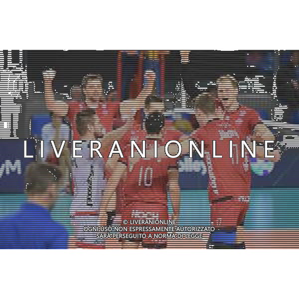 Volley Champions League Men 2019/2020 Civitanova, Italia 28/01/2020 Cucine Lube Civitanova vs Jihostroj Ceske Budejovice Nella foto: esultanza giocatori Jihostroj Ceske Budejovice (CZE) FOTO ROBERTO BATOMEOLI-ALESSIO MARINI-AG ALDO LIVERANI SAS