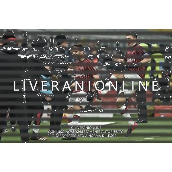 esultanza di Hakan Calhanoglu dopo il gol del 2 a 2 Milan Milan vs Torino Coppa Italia - quarti di finale Milano 28-01-2020 Stadio Giuseppe Meazza - San Siro foto Roberto Garavaglia - ag. Aldo Liverani sas / AGENZIA ALDO LIVERANI SAS