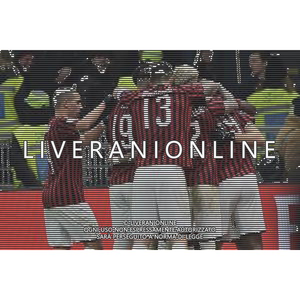 esultanza dopo il secondo gol di hakan Calhanoglu del 3 a 2 Milan Milan vs Torino Coppa Italia - quarti di finale Milano 28-01-2020 Stadio Giuseppe Meazza - San Siro foto Roberto Garavaglia - ag. Aldo Liverani sas / AGENZIA ALDO LIVERANI SAS