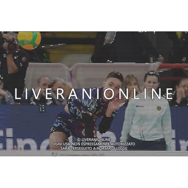 Volley Champions League Men 2019/2020 Perugia, Italia 29/01/2020 Sir Sicoma Monini Perugia vs Tours VB Nella foto: robert taht (n.6 schiacciatore sir safety conad perugia) alla battuta FOTO LORIS CERQUIGLINI-ALESSIO MARINI-AG ALDO LIVERANI SAS