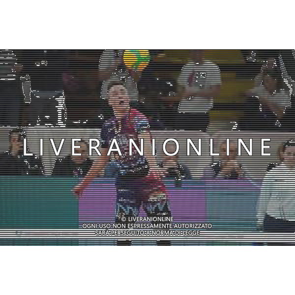 Volley Champions League Men 2019/2020 Perugia, Italia 29/01/2020 Sir Sicoma Monini Perugia vs Tours VB Nella foto: oleh plotnytskyi (n.17 schiacciatore sir safety conad perugia) alla battuta FOTO LORIS CERQUIGLINI-ALESSIO MARINI-AG ALDO LIVERANI SAS