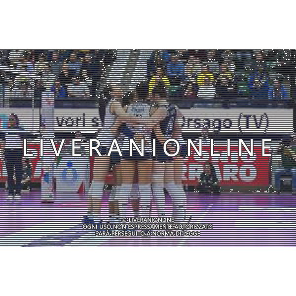 Volley Coppa Italia Femminile 2019/2020 Conegliano, Italia 29/01/2020 Imoco Volley Conegliano vs Reale Mutua Fenera Chieri Nella foto: Esultanza Reale Mutua Fenera Chieri FOTO FLAVIO PAVANELLO-ALESSIO MARINI-AG ALDO LIVERANI SAS