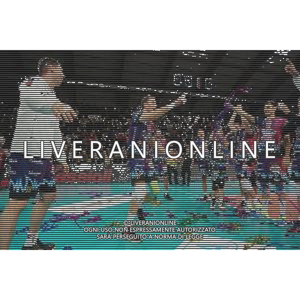 Volley Champions League Men 2019/2020 Perugia, Italia 29/01/2020 Sir Sicoma Monini Perugia vs Tours VB Nella foto: sir sicoma monini festeggia la vittoria FOTO LORIS CERQUIGLINI-ALESSIO MARINI-AG ALDO LIVERANI SAS