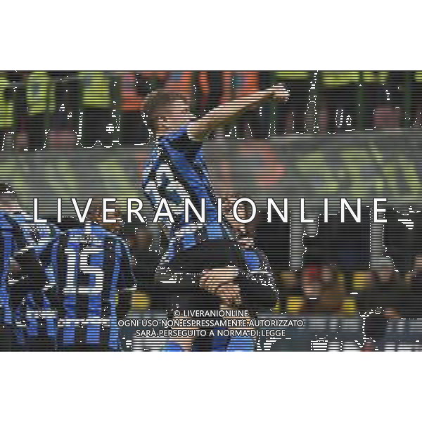 esultanza di Nicolo\' Barella dopo il gol del 2 a 1 Inter con Lautaro Martinez Inter vs Fiorentina Coppa Italia - quarti di finale Milano 29-01-2020 Stadio Giuseppe Meazza - San Siro foto Roberto Garavaglia - ag. Aldo Liverani sas/ AGENZIA ALDO LIVERANI SAS