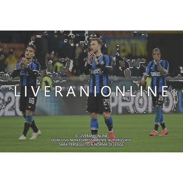 esultanza finale Inter - Lautaro Martinez e Christian Eriksen Inter vs Fiorentina Coppa Italia - quarti di finale Milano 29-01-2020 Stadio Giuseppe Meazza - San Siro foto Roberto Garavaglia - ag. Aldo Liverani sas/ AGENZIA ALDO LIVERANI SAS