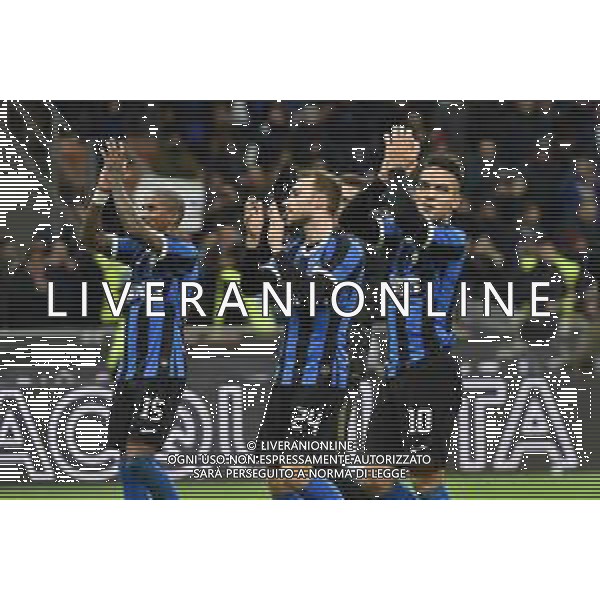 esultanza finale Inter - Lautaro Martinez e Christian Eriksen e Ashley Young Inter vs Fiorentina Coppa Italia - quarti di finale Milano 29-01-2020 Stadio Giuseppe Meazza - San Siro foto Roberto Garavaglia - ag. Aldo Liverani sas/ AGENZIA ALDO LIVERANI SAS