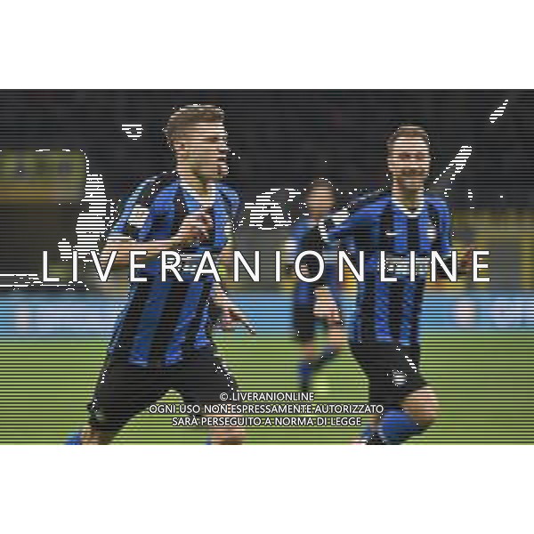 Nicolo’ Barella (Inter) e sulla DX Christian Eriksen (Inter) Inter vs Fiorentina Coppa Italia - quarti di finale Milano 29-01-2020 Stadio Giuseppe Meazza - San Siro foto Roberto Garavaglia - ag. Aldo Liverani sas