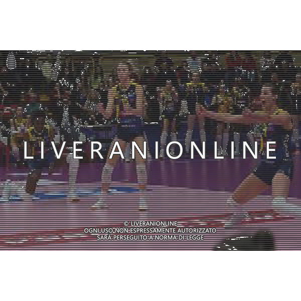 Volley Coppa Italia Femminile 2019/2020 Busto Arsizio, Italia 01/02/2020 Semifinali - Imoco Volley Conegliano vs Savino Del Bene Scandicci Nella foto: Paola Egonu, 18 (Imoco Volley Conegliano), Kimberly Hill, 15 (Imoco Volley Conegliano), Robin De Kruijf, 5 (Imoco Volley Conegliano) FOTO SALVO BARBAGALLO-ALESSIO MARINI-AG ALDO LIVERANI SAS