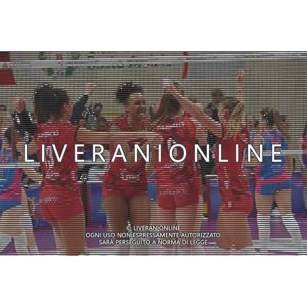 Volley Coppa Italia Femminile 2019/2020 Busto Arsizio, Italia 01/02/2020 Semifinali - Unet E-Work Busto Arsizio vs Saugella Monza Nella foto: esultanza Unet E-Work Busto Arsizio FOTO SALVO BARBAGALLO-ALESSIO MARINI-AG ALDO LIVERANI SAS