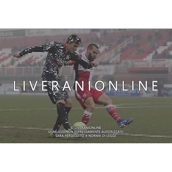 Rimini - Carpi Campionato di calcio serie C girone B 02/02/2020 nella foto: Rossoni Stefano(Carpi f.c. 1909) Finizzo Mario (Rimini fc) ©Claudio Zamagni/Agenzia Aldo Liverani / AGENZIA ALDO LIVERANI SAS