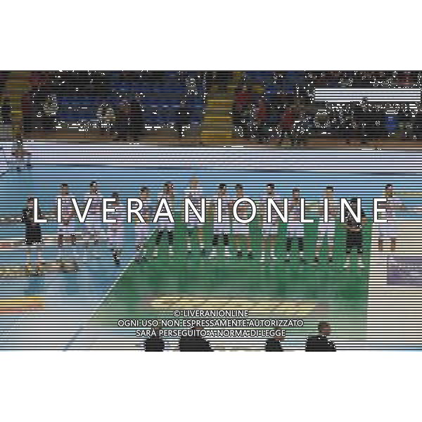 Campionato di Volley Superlega Serie A 2019/2020 Civitanova, Italia 02/02/2020 Cucine Lube Civitanova - Calzedonia Verona Nella foto: Calzedonia Verona schierata in campo FOTO ROBERTO BARTOMEOLI-ALESSIOMARINI-AG ALDO LIVERANI SAS