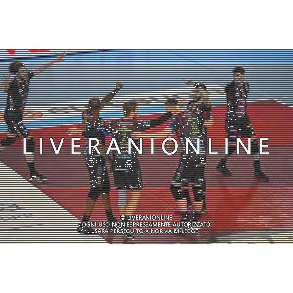 Campionato di Volley Superlega Serie A 2019/2020 Civitanova, Italia 02/02/2020 Cucine Lube Civitanova - Calzedonia Verona Nella foto: Esultanza giocatori Cucine Lube Civitanova FOTO ROBERTO BATOMEOLI-ALESSIO MARINI-AG ALDO LIVERANI SAS