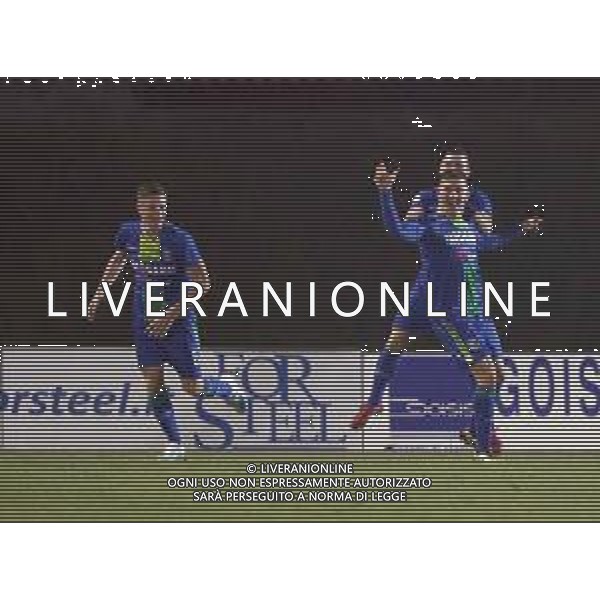Esultanza Gol 2-1 Scarsella Fabio, Feralpisalo vs Modena Campionato calcio Lega pro serie c, Salo 2 febbraio 2020. Fotolive Filippo Venezia/ AGENZIA ALDO LIVERANI SAS