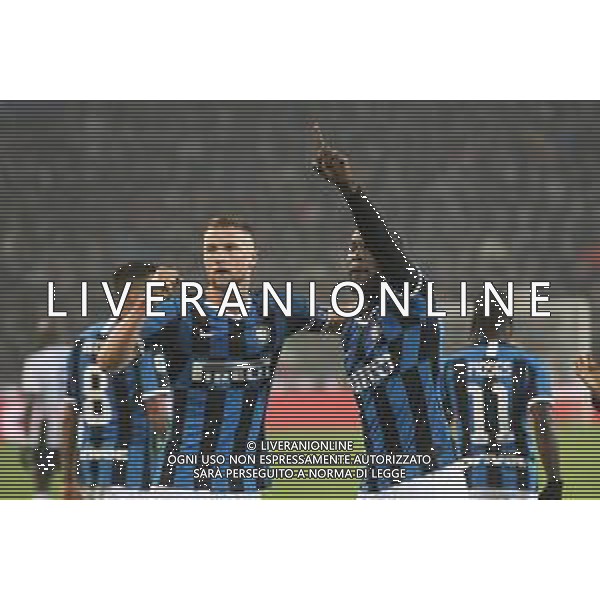 UDINESE - INTER CAMPIONATO CALCIO SERIE A TIM 02.02.2020 NELLA FOTO ESULTANZA DOPO IL GOL SU RIGORE DI ROMELU LUKAKU - CON SKRINIAR ©PG / AGENZIA ALDO LIVERANI SAS