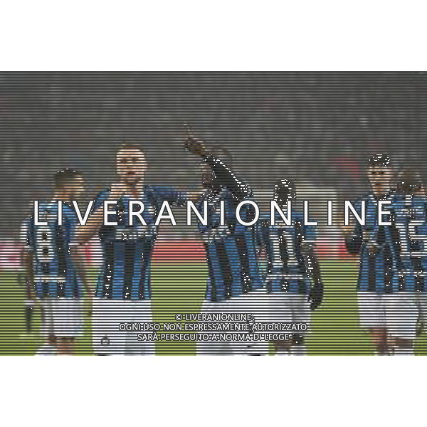 UDINESE - INTER CAMPIONATO CALCIO SERIE A TIM 02.02.2020 NELLA FOTO ESULTANZA DOPO IL GOL SU RIGORE DI ROMELU LUKAKU - CON SKRINIAR ©PG / AGENZIA ALDO LIVERANI SAS