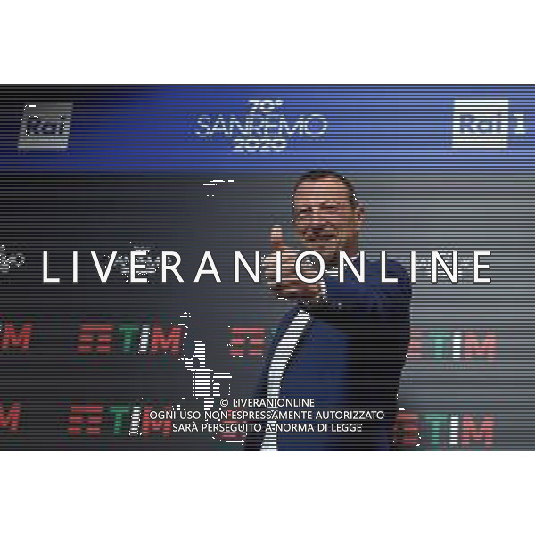 Foto: Aldo Liverani 04/02/2020 Sanremo (Italia) Spettacolo Conferenza stampa 70\' Festival di Sanremo Teatro Ariston Nella foto: Amadeus Photo: Aldo Liverani 04 February 2020 Sanremo (Italy) Entertainment Press conference of 70\' Festival Sanremo In the pic: Amadeus