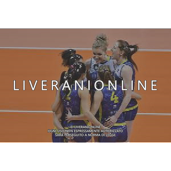 Volley Champions League Women 2019/2020 Siena, Italia 05/02/2020 Savino Del Bene Scandicci vs Vakifbank Istanbul Nella foto: Esultanza Savino Del Bene Scandicci ©Lisa Guglielmo - Alessio Marini / AGENZIA ALDO LIVERANI SAS