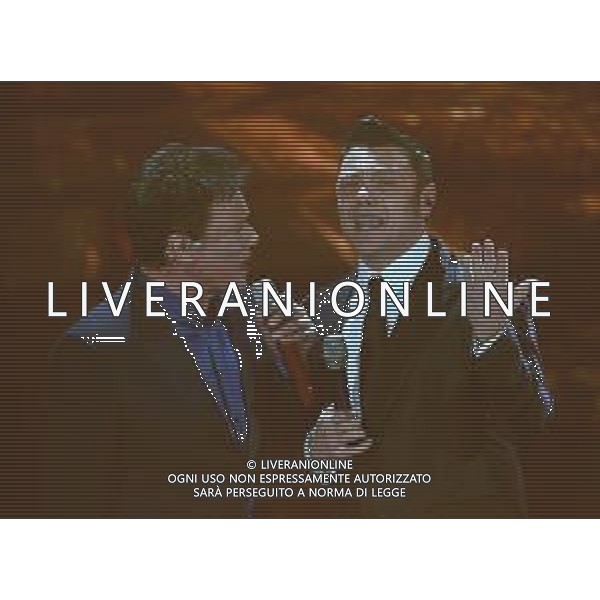 Foto: Aldo Liverani 05/02/2020 Sanremo (Italia) Spettacolo Serata n\'2 - 70\' Festival di Sanremo Teatro Ariston Nella foto: Massimo Ranieri e Tiziano Ferro Photo: Aldo Liverani 05 February 2020 Sanremo (Italy) Entertainment Day 2 of 70\' Festival Sanremo In the pic: Massimo Ranieri and Tiziano Ferro