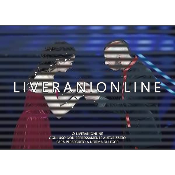 Foto: Aldo Liverani 07/02/2020 Sanremo (Italia) Spettacolo Serata n\'4 - 70\' Festival di Sanremo Teatro Ariston Nella foto: Tecla e Marco Sentieri Photo: Aldo Liverani 07 February 2020 Sanremo (Italy) Entertainment Day 4 of 70\' Festival Sanremo In the pic: Tecla and Marco Sentieri