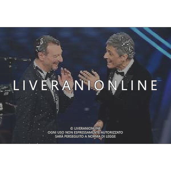 Foto: Aldo Liverani 07/02/2020 Sanremo (Italia) Spettacolo Serata n\'4 - 70\' Festival di Sanremo Teatro Ariston Nella foto: Amadeus, Fiorello Photo: Aldo Liverani 07 February 2020 Sanremo (Italy) Entertainment Day 4 of 70\' Festival Sanremo In the pic: Amadeus, Fiorello