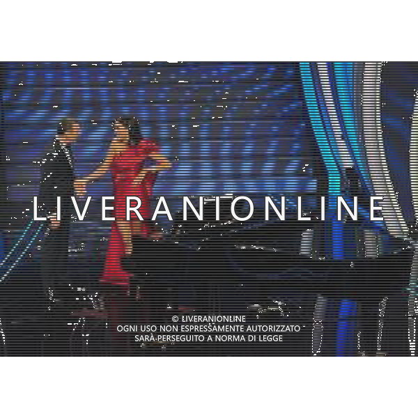 Foto: Aldo Liverani 07/02/2020 Sanremo (Italia) Spettacolo Serata n\'4 - 70\' Festival di Sanremo Teatro Ariston Nella foto: Amadeus, Francesca Sofia Novello Photo: Aldo Liverani 07 February 2020 Sanremo (Italy) Entertainment Day 4 of 70\' Festival Sanremo In the pic: Amadeus, Francesca Sofia Novello