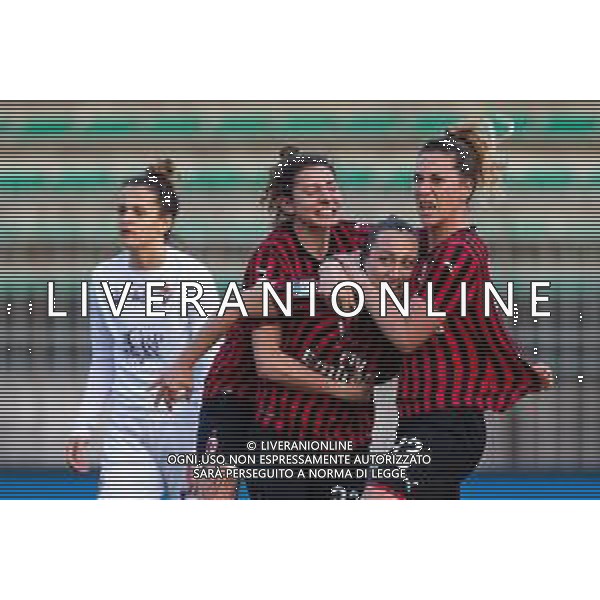 Calcio Coppa Italia Femminile 2019/2020 Milano, Italia 08/02/2020 Milan vs Fiorentina Women\'s Nella foto: Deborah Salvatori Rinaldi (Milan), Francesca Vitale (Milan) e Miriam Longo (Milan) esultanza gol ©Francesco Scaccianoce - Alessio Marini / AGENZIA ALDO LIVERANI SAS