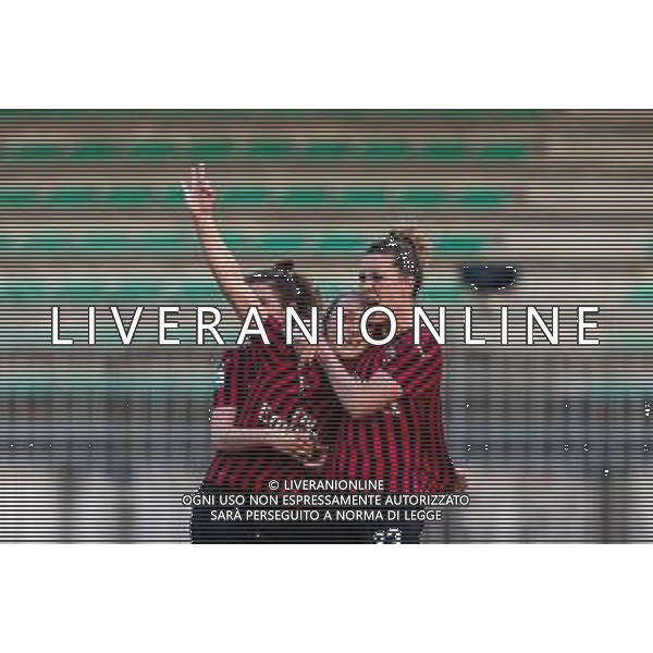 Calcio Coppa Italia Femminile 2019/2020 Milano, Italia 08/02/2020 Milan vs Fiorentina Women\'s Nella foto: Deborah Salvatori Rinaldi (Milan), Francesca Vitale (Milan) e Miriam Longo (Milan) esultanza gol ©Francesco Scaccianoce - Alessio Marini / AGENZIA ALDO LIVERANI SAS