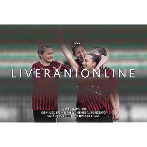 Calcio Coppa Italia Femminile 2019/2020 Milano, Italia 08/02/2020 Milan vs Fiorentina Women\'s Nella foto: Deborah Salvatori Rinaldi (Milan), Francesca Vitale (Milan) e Miriam Longo (Milan) esultanza gol ©Francesco Scaccianoce - Alessio Marini / AGENZIA ALDO LIVERANI SAS