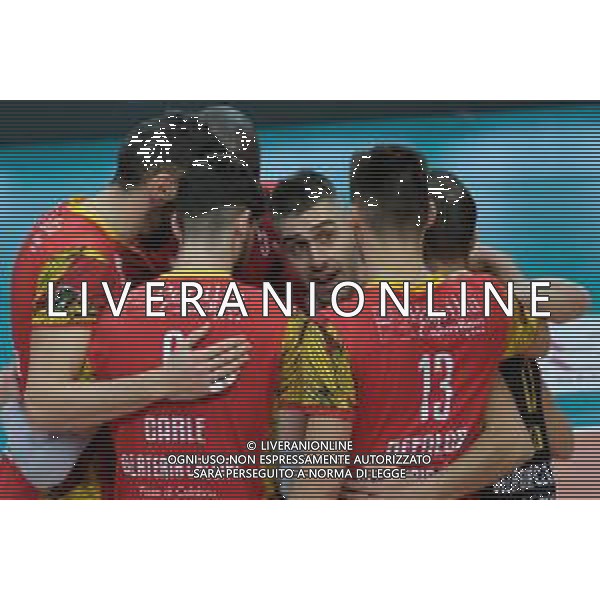 Campionato di Volley Superlega Serie A 2019/2020 Verona, Italia 08/02/2020 Calzedonia Verona vs Tonno Callipo Calabria Vibo Valentia Nella foto: Esultanza Tonno Callipo Vibo Valentia. FOTO ROBERTO TOMMASINI-ALESSIO MARINI-AG ALDO LIVERANI SAS