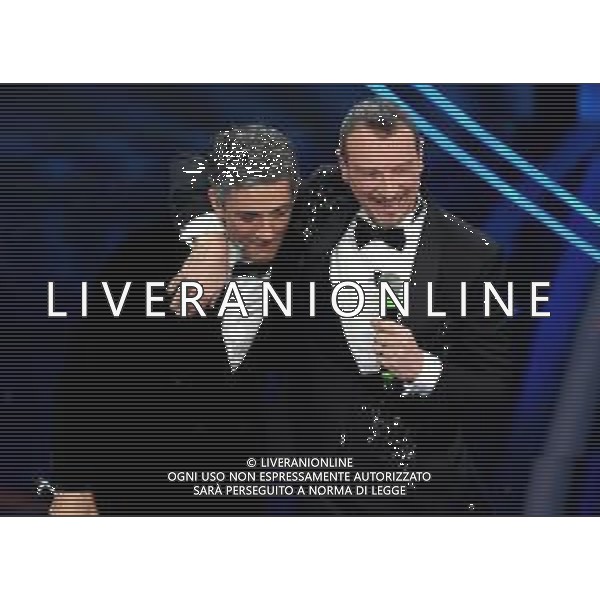 Foto: Aldo Liverani 08/02/2020 Sanremo (Italia) Spettacolo Serata n\'5 - 70\' Festival di Sanremo Teatro Ariston Nella foto: Amadeus, Fiorello Photo: Aldo Liverani 08 February 2020 Sanremo (Italy) Entertainment Day 5 of 70\' Festival Sanremo In the pic: Amadeus, Fiorello