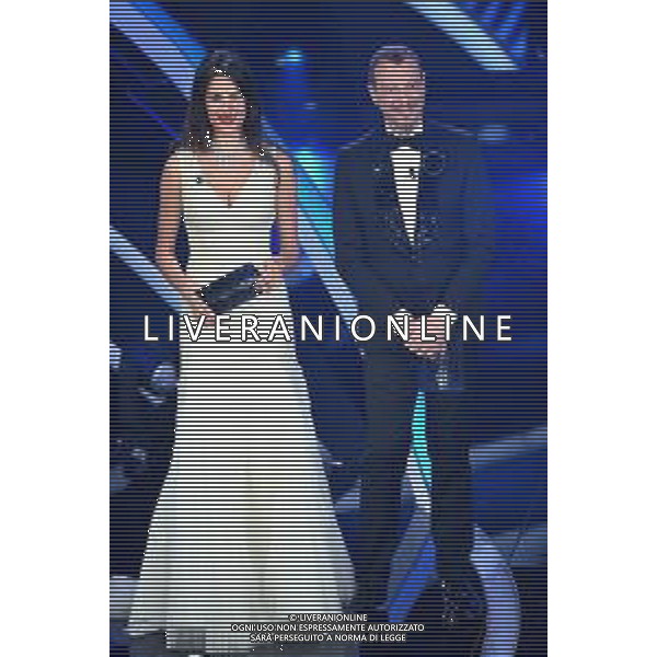 Foto: Aldo Liverani 08/02/2020 Sanremo (Italia) Spettacolo Serata n\'5 - 70\' Festival di Sanremo Teatro Ariston Nella foto: Francesca Sofia Novello, Amadeus Photo: Aldo Liverani 08 February 2020 Sanremo (Italy) Entertainment Day 5 of 70\' Festival Sanremo In the pic: Francesca Sofia Novello, Amadeus