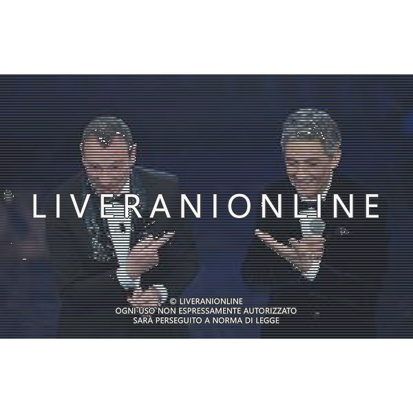 Foto: Aldo Liverani 08/02/2020 Sanremo (Italia) Spettacolo Serata n\'5 - 70\' Festival di Sanremo Teatro Ariston Nella foto: Amadeus, Fiorello Photo: Aldo Liverani 08 February 2020 Sanremo (Italy) Entertainment Day 5 of 70\' Festival Sanremo In the pic: Amadeus, Fiorello