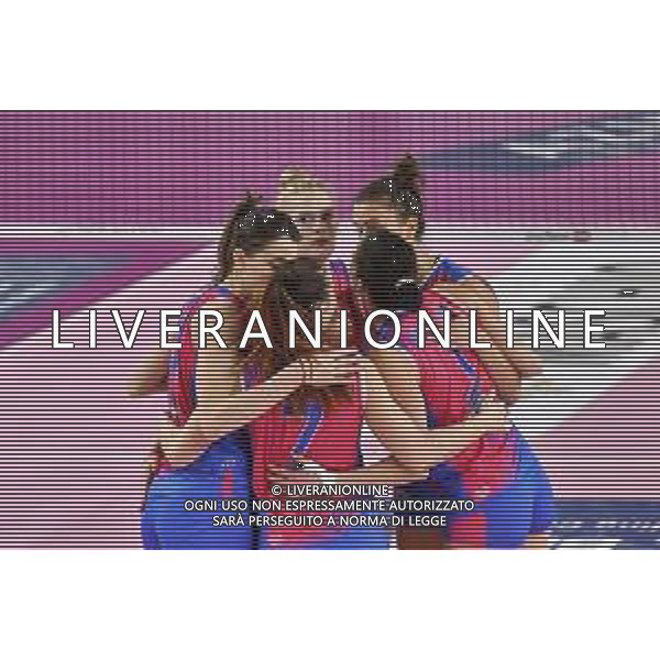 Campionato di Volley Serie A1 Femminile 2019/2020 Scandicci (FI), Italia 09/02/2020 Savino Del Bene Scandicci vs Saugella Monza Nella foto: Esultanza Saugella Monza ©Lisa Guglielmi - Alessio Marini / AGENZIA ALDO LIVERANI SAS