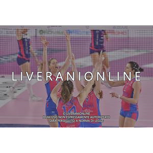 Campionato di Volley Serie A1 Femminile 2019/2020 Scandicci (FI), Italia 09/02/2020 Savino Del Bene Scandicci vs Saugella Monza Nella foto: Esultanza Saugella Monza ©Lisa Guglielmi - Alessio Marini / AGENZIA ALDO LIVERANI SAS