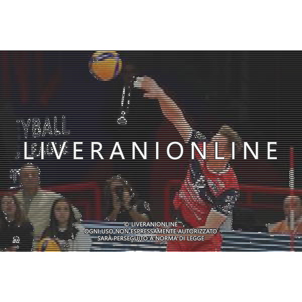 Campionato di Volley Superlega Serie A 2019/2020 Perugia, Italia 09/02/2020 Sir Safety Conad Perugia vs Gas Sales Piacenza Nella foto: berger alexander (n.12 schiacciatore - spiker gas sales piacenza) alla battuta FOTO LORIS CERQUIGLINI-ALESSIO MARINI-AG ALDO LIVERANI SAS