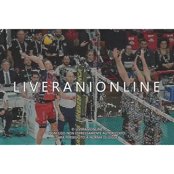 Campionato di Volley Superlega Serie A 2019/2020 Perugia, Italia 09/02/2020 Sir Safety Conad Perugia vs Gas Sales Piacenza Nella foto: berger alexander (n.12 schiacciatore - spiker gas sales piacenza) schiaccia FOTO LORIS CERQUIGLINI-ALESSIO MARINI-AG ALDO LIVERANI SAS