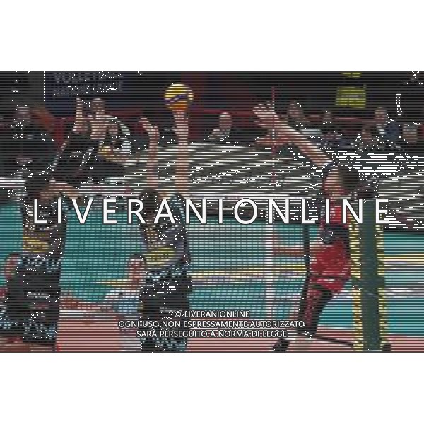 Campionato di Volley Superlega Serie A 2019/2020 Perugia, Italia 09/02/2020 Sir Safety Conad Perugia vs Gas Sales Piacenza Nella foto: nelli gabriele (n.20 schiacciatore - spiker gas sales piacenza) schiaccia FOTO LORIS CERQUIGLINI-ALESSIO MARINI-AG ALDO LIVERANI SAS