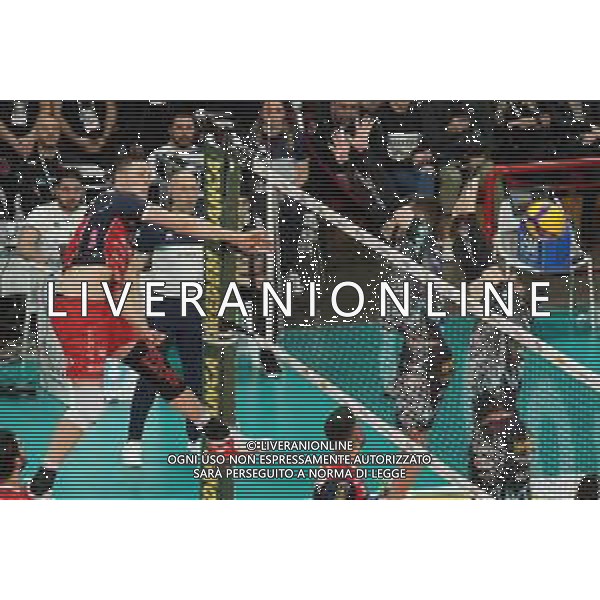 Campionato di Volley Superlega Serie A 2019/2020 Perugia, Italia 09/02/2020 Sir Safety Conad Perugia vs Gas Sales Piacenza Nella foto: nelli gabriele (n.20 schiacciatore - spiker gas sales piacenza) schiaccia FOTO LORIS CERQUIGLINI-ALESSIO MARINI-AG ALDO LIVERANI SAS