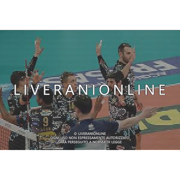 Campionato di Volley Superlega Serie A 2019/2020 Perugia, Italia 09/02/2020 Sir Safety Conad Perugia vs Gas Sales Piacenza Nella foto: sir safety cona esulta FOTO LORIS CERQUIGLINI-ALESSIO MARINI-AG ALDO LIVERANI SAS
