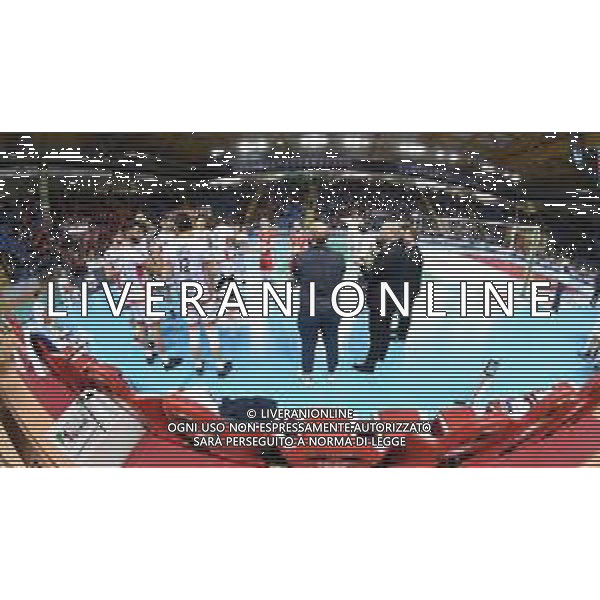 Campionato di Volley Superlega Serie A 2019/2020 Civitanova, Italia 09/02/2020 Cucine Lube Civitanova - Consar Ravenna Nella foto: Consar Ravenna scende in campo FOTO ROBERTO BATOMEOLI-ALESSIO MARINI-AG ALDO LIVERANI SAS