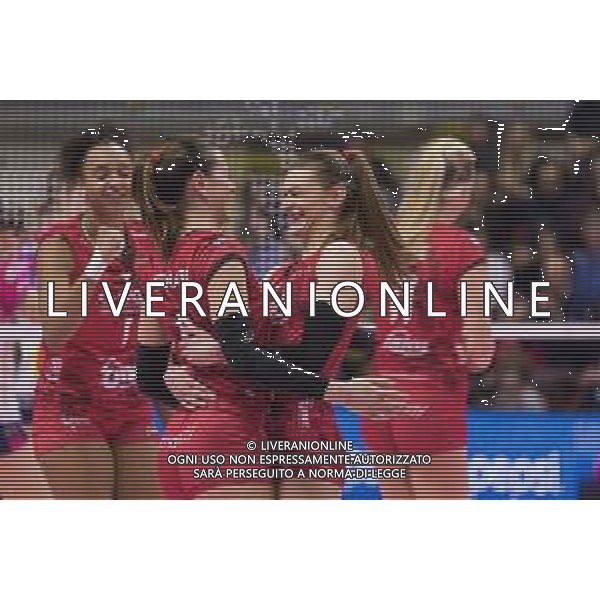 Campionato di Volley Serie A1 Femminile 2019/2020 Busto Arsizio, Italia 09/02/2020 Unet E-Work Busto Arsizio vs Igor Gorgonzola Novara Nella foto: esultanza (UYBA Unet E-Work Busto Arsizio) ©Elisa Calabrese - Alessio Marini / AGENZIA ALDO LIVERANI SAS