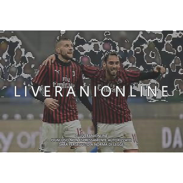 esultanza di ante Rebic dopo il gol del 0-1 milan con hakan calhanoglu Inter vs Milan Campionato Serie A TIM - 23¬∞ giornata Milano 09-02-2020 Stadio Giuseppe Meazza - San Siro foto Roberto Garavaglia - ag. Aldo Liverani sas / AGENZIA ALDO LIVERANI SAS