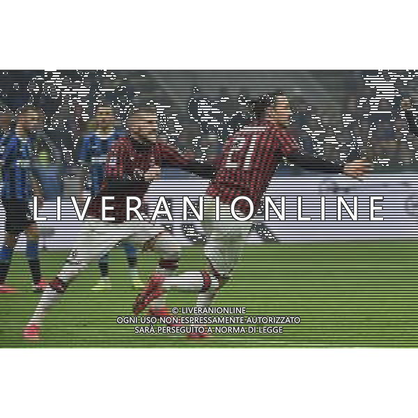 esultanza di zlatan Ibrahimovic dopo il gol del 0-2 Milan Inter vs Milan Campionato Serie A TIM - 23° giornata Milano 09-02-2020 Stadio Giuseppe Meazza - San Siro foto Roberto Garavaglia - ag. Aldo Liverani sas / AGENZIA ALDO LIVERANI SAS