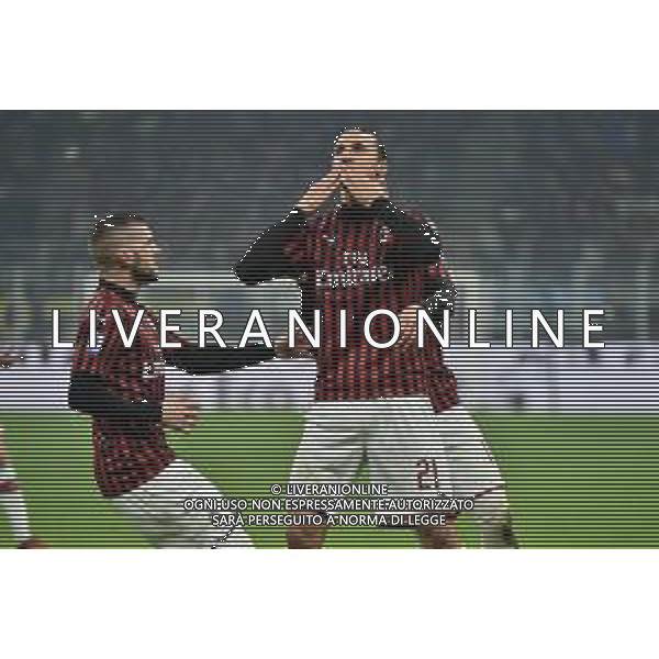 esultanza di zlatan Ibrahimovic dopo il gol del 0-2 Milan Inter vs Milan Campionato Serie A TIM - 23¬∞ giornata Milano 09-02-2020 Stadio Giuseppe Meazza - San Siro foto Roberto Garavaglia - ag. Aldo Liverani sas / AGENZIA ALDO LIVERANI SAS
