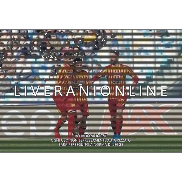 Campionato di Calcio Serie A 2019/2020 Napoli, Italia 09/02/2020 Napoli vs Lecce Nella foto: Esultanza primo gol Gianluca Lapadula FOTO MARCO IORIO-ALESSIO MARINI-AG ALDO LIVERANI SAS