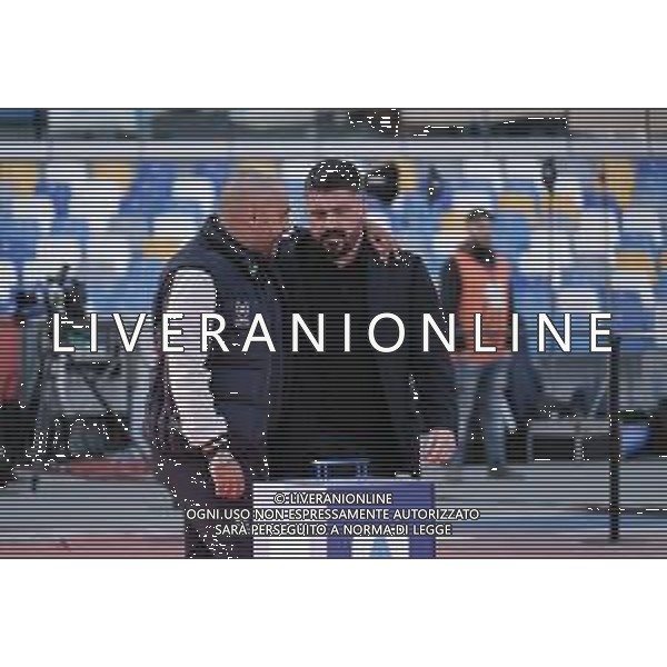 Campionato di Calcio Serie A 2019/2020 Napoli, Italia 09/02/2020 Napoli vs Lecce Nella foto: Fabio Liverani-RINO GATTUSO FOTO MARCO IORIO-ALESSIO MARINI-AG ALDO LIVERANI SAS